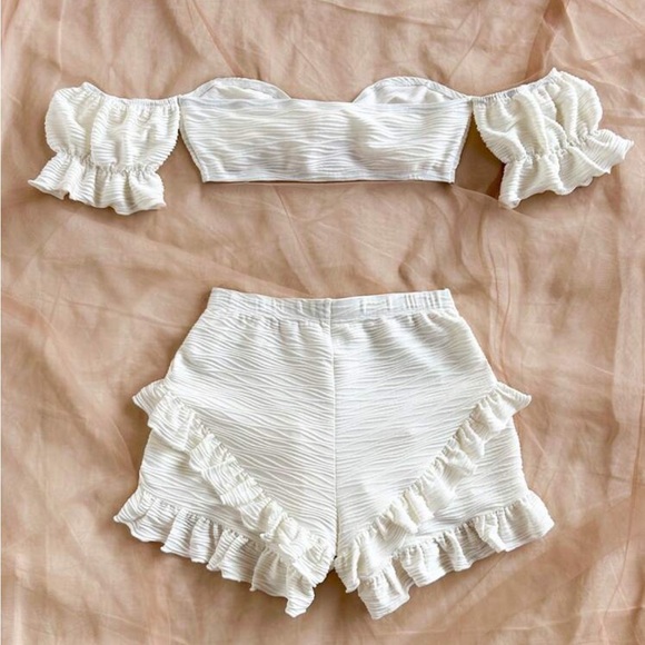 White Ruffled Two-Piece Set - Picture 2 of 5